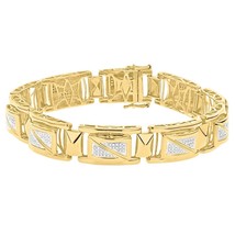 Men&#39;s 4CT Round Moissanite 14K Yellow Gold Plated Square Link Tennis Bracelet 8&quot; - £589.16 GBP
