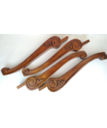 Antique 28.5” Solid Wood Table Legs Set Graceful Ornate Scroll Salvage P... - $407.47 CAD