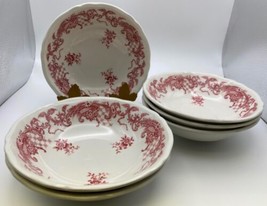 Set of 6 Vintage Villeroy &amp; Boch VALERIA Red / White Cereal Bowls - £79.23 GBP