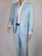 Men's ENZO Linen Spring Summer Suit Light Weight Breathable E58302-9 Light Blue image 3