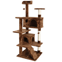 53&quot; Brown Large Cat Tree Activity Scatch Tower Play House Plush Perch W/... - £72.10 GBP