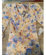 NWT Vince Camuto Floral Print Fit & Flare Dress Blue Size 6 Retail $148 - $39.59