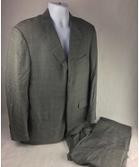 Faconnable Mens 2pc Suit Gray Check Pleated Pants 3 Button Blazer Long 5... - £51.14 GBP