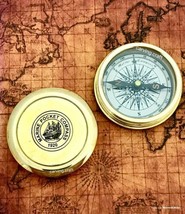 Antique Nautical Poem Compass With Lid Brass Finish Maritime Navigational Tool - £34.93 GBP