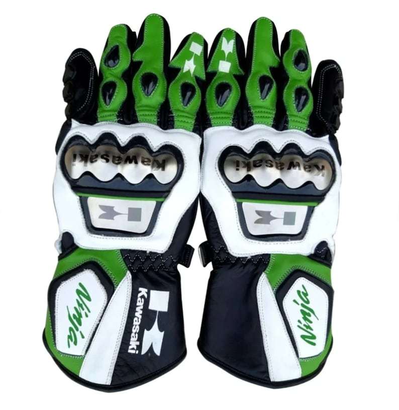 New Kawasaki Motorcycle Motorbike Motogp Racing Leather Gloves - $69.00+