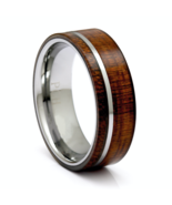 Mens Tungsten Koa Wood Wedding Band Ring 8mm Comfort Fit Size 8 to 15 - £30.59 GBP