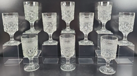 10 Anchor Hocking Wexford Water Goblets Set Vintage Clear Cut Etch Stemw... - £105.61 GBP
