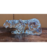 Baccarat Crystal France Crouching Prowling Tiger Figurine 6” Signed EUC - $77.22