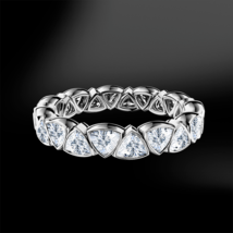 5.00Ct Trillion Simulated Diamond 14k White Gold Over Wedding Eternity Band Ring - £83.08 GBP