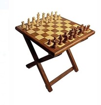 Small Chess Wooden Set Folding Chessboard Table Wood Board 12 inches - £105.95 GBP