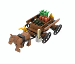 MOC Medieval Military Harvest Horse Cart Building Blocks Figures Brick Toys - $18.54