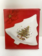 NIKKO Christmastime 11&quot; Christmas Candy Dish Xmas Tree Dish Made in Japan W/Box - £15.53 GBP