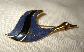 j22 Blue Enamel Flying Goose Bird Pin Brooch - £3.93 GBP