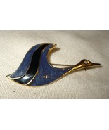 j22 Blue Enamel Flying Goose Bird Pin Brooch - £3.91 GBP