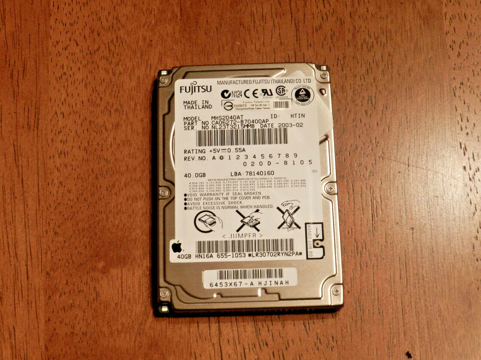 Apple OEM Fujitsu 40GB 2.5" ATA Internal Hard Drive from Mac G4 Ti PowerBook - $24.95