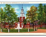 Barry Statue Independence Hall Philadelphia PA UNP Linen Postcard W20 - £1.54 GBP