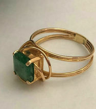 18K Yellow Gold Over Solitaire Emerald Engagement Wedding Ring 2.15Ct - £81.60 GBP