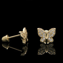 0.25CT Imitación Diamante Mariposa Pendientes Tuerca 14k Oro Amarillo Chapado - £59.92 GBP