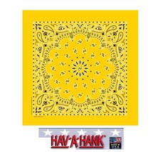Usa Made Hav-A-Hank Lemon Yellow Paisley Bandana Face Mask Neck Scarf Head Wrap - £6.40 GBP
