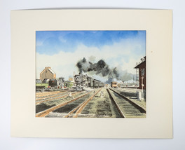 Gray&#39;s Watercolor &quot;Wabash Cannon Ball Passing Thru Decatur IL&quot; Painting Vintage - £17.44 GBP