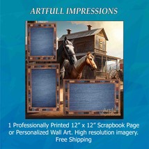 Western Horses &amp; Denim Frames Personalized Scrapbook Page or Wall Art Print - $403.44 MXN