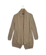 THML Cardigan Sweater Womens Medium Brown Waffle Wool Blend Open Front L... - $33.83 CAD