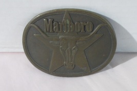 Vantage Marlboro W/Star And Bull Head Brass Belt Buckle; By Philip Morri... - £18.18 GBP