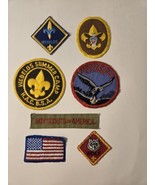 SET OF 7 Mixed Lot Vintage Boy Scout Patches, Webelos, American Flag, &amp; ... - $15.43