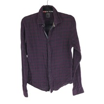 Calvin Klein Womens Flannel Shirt Button Down Plaid Purple M - £11.76 GBP
