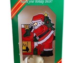 Christmas Stained Glass Look Glow Holiday Santa Night Light in USA Vintage - £14.10 GBP