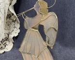 Capiz Shell/Gold Tone Wire Angel Playing Trumpet Figurine 8” Tall 1990 E... - $6.93
