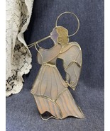 Capiz Shell/Gold Tone Wire Angel Playing Trumpet Figurine 8” Tall 1990 E... - £5.42 GBP
