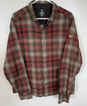 Kuhl Men&#39;s Size L Law Flannel Long Sleeve Shirt Brown Orange Cotton Tenc... - $805.19 MXN