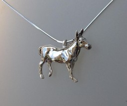 Donkey Pendant &amp; Chain Sterling silver necklace Mule Zimmer Jewelry - £70.94 GBP