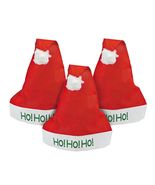 NEW Lot of 3 Ho Ho Ho Christmas Holiday Santa Hats w/ plush ball red &amp; w... - £3.94 GBP