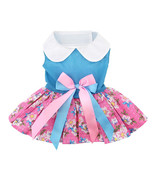 Pink and Blue Plumeria Floral Dog Dress with Matching Leash Sizes XS-L - €15,02 EUR