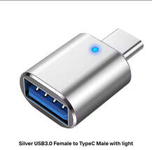 USB 3.0 Female to Type C Male Adapter with LED Light Silver Color High-S... - $12.59 CAD