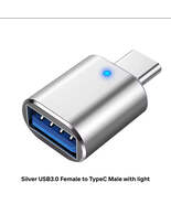 USB 3.0 Female to Type C Male Adapter with LED Light Silver Color High-S... - $12.59 CAD