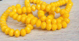 Yellow CZECH Bead Lot opaque FACETED RONDELLE GLASS 7x5mm 100 beads - £11.03 GBP