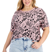 Freeze 24-7 Ladies Trendy Plus Size Graphic Mickey T-Shirt Mauve Pink 1X - £19.80 GBP
