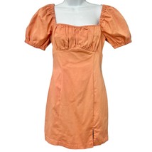 ASTR Peach Papaya Wendy Bodycon Puff Sleeve Smocked Mini Dress size S NE... - $81.77 CAD