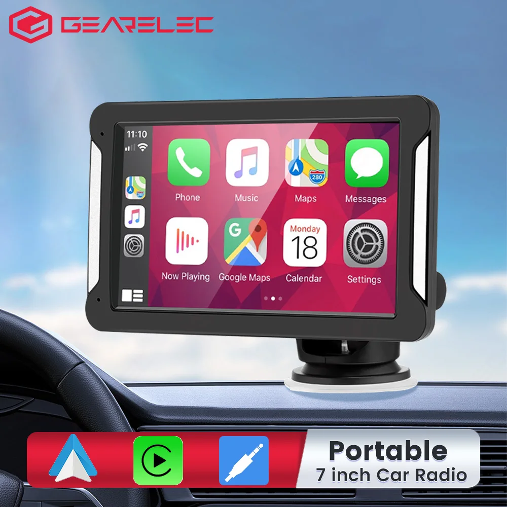 Universal Portable car radio 7inch Multimedia Video Player Wireless CarPlay - £54.11 GBP+