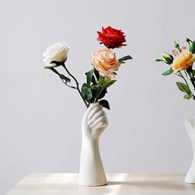 9 Inch Modern Art Ceramic Flower Vase Hand Holding Plants Flower Container, - £29.63 GBP