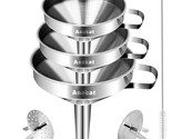 3 Pack Stainless Steel Kitchen Funnel Set, Multi-Use Premium Metal Food ... - $33.99