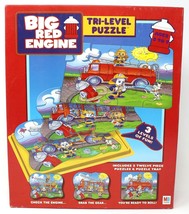 Big Red Fire Engine Dog Firefighters Jigsaw Puzzle Tri Level Three In On... - £14.06 GBP