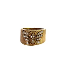 Vintage Sterling Silver Signed KIN Gold Tone Butterfly CZ Stone Wide Cig... - $69.29