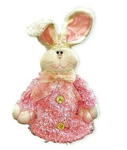 Vintage Pink Bunny Rabbit Plush Decor Spring Inside Bounces Flat Bottom VIDEO - £7.58 GBP