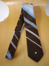 Vintage 60s PIERRE CARDIN Striped Logo Skinny Mod Preppy Dress Tie 2.5&quot; - £15.76 GBP