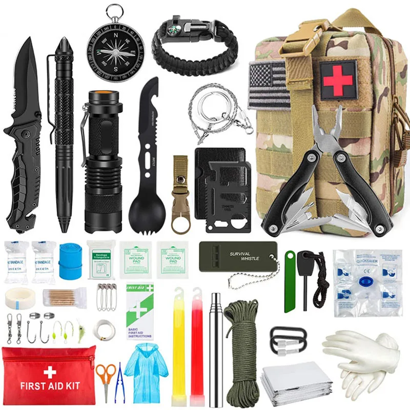 Emergency Survival Kit and First Aid Kit, Professional Survival Gear Tool with - £56.90 GBP+