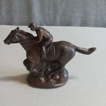 Racehorse Jockey Figurine Copper Tone Vintage Bronze Tone Horse Figurine #4 - £18.68 GBP